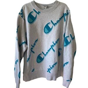 Champion Sweatshirt Men's Reverse Weave Drop Shadow All Over Print Size XL